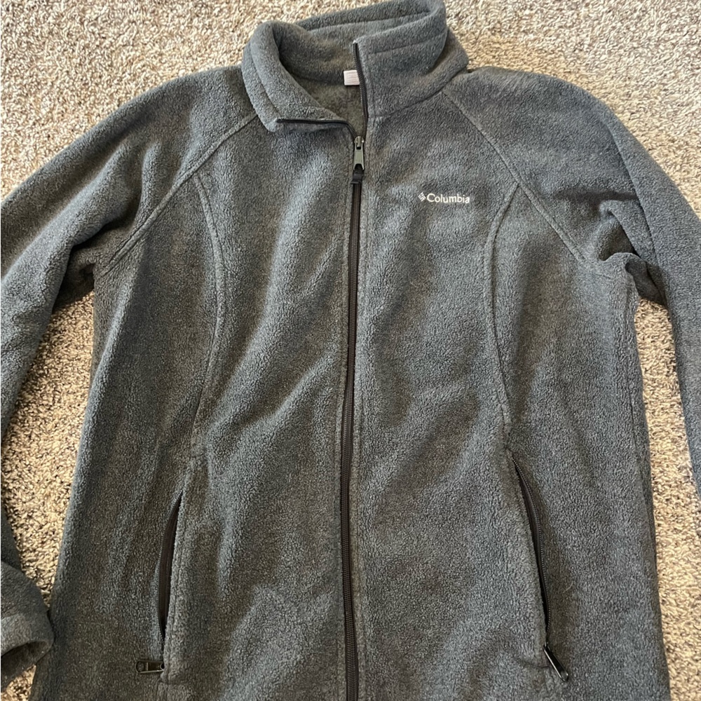 Dark grey Columbia full zip jacket. Fleece